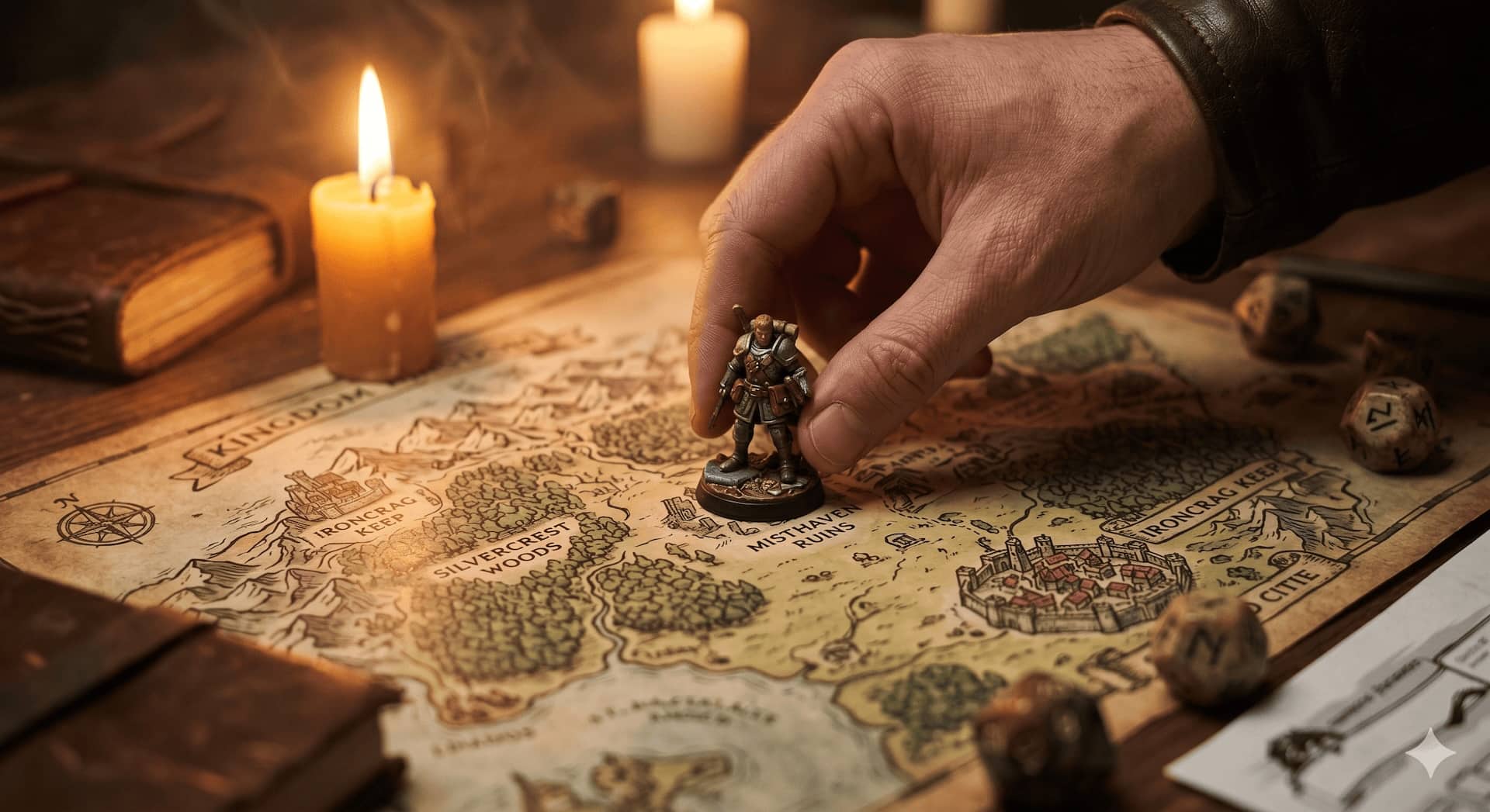Game miniatures on a table